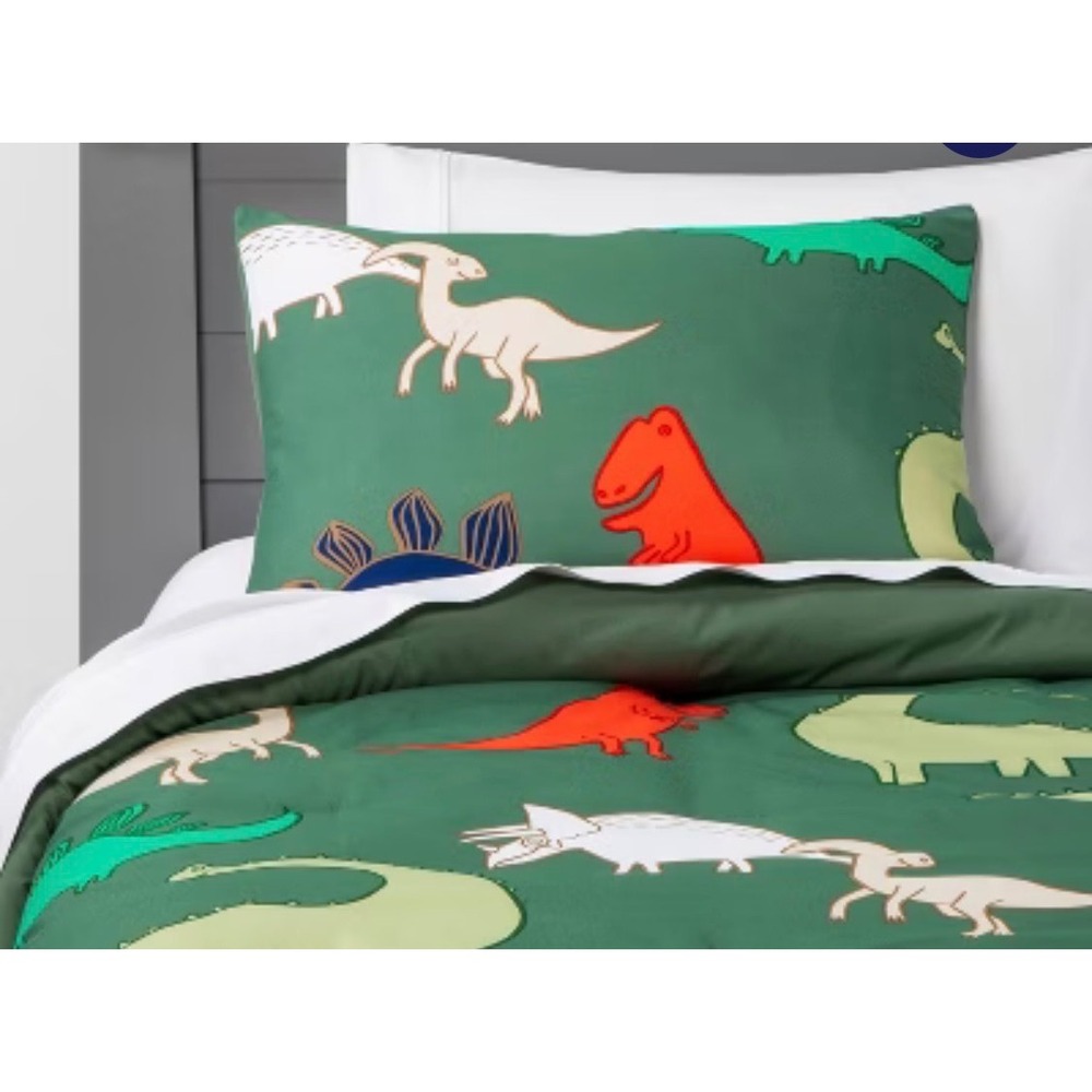 Target Pillowfort Dinosaur Comforter Full/Queen Green EUC